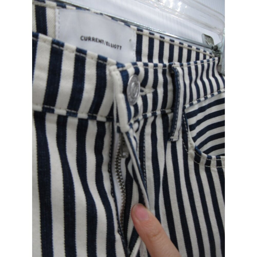 Current Elliot Jeans 23 White Skinny Moto Pants Double Knee Ankle Zip - Picture 2 of 11